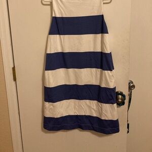 Blue and white cotton dress.